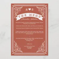 Vintage Country Western Rustic Terracotta Wedding Menu