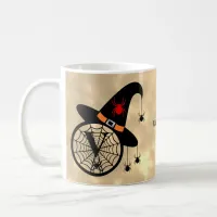 Monogram V Halloween Sky Witch Spiders Name Coffee Mug