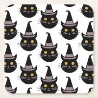 Halloween Cats Square Paper Coaster