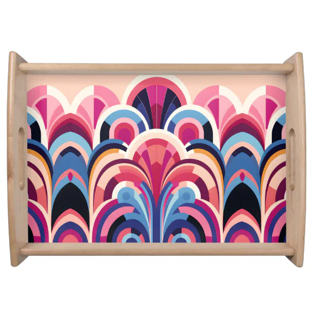 1920 Retro Art Deco Pink, Purple, Blue Modern Serving Tray