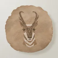 Southwest Pronghorn Petroglyph Round Pillow