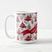 Red White Christmas Tree Pattern#4 ID1009 Coffee Mug