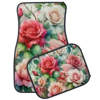 Whimsical Rose Pattern Car Floor Mat