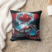 chopper freedom with the Canadian flag at night Throw Pillow