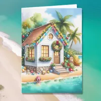 Tiny Home on the Beach Festive Christmas Holiday Card