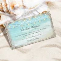 Rustic Beach Wood String Lights Wedding Website Enclosure Card