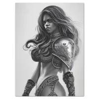 Black and White African Warrior Queen Poster Tissue Paper