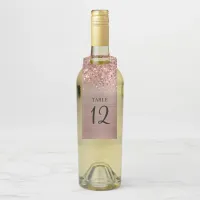 Glittery Rose Gold Glam Table Number Bottle Hanger Tag