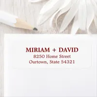 Minimalist Red Serif Name + Return Address Label