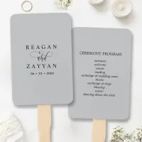 Soft Gray Minimalist Wedding Program Hand Fan