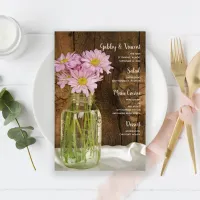 Mason Jar Pink Daisies Country Barn Wedding Menu