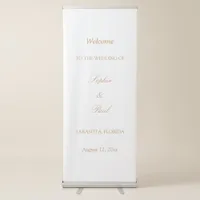 White Golden Beige Wedding Welcome Retractable Banner