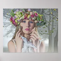 Pretty Mystical Girl in the Woods Poster