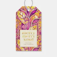 Magenta Gold Merry Merry Pattern#21 ID1009 Gift Tags