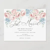 Rustic Botanical Blush Floral Wedding Announcement Postcard