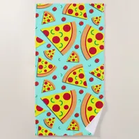 Giant Pepperoni Pizza Pie Slices Beach Towel