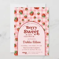 Strawberry Pink Red Berry Sweet Baby Shower Invitation