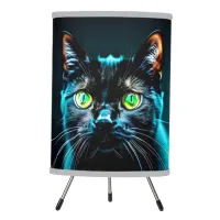 Black Cat Green Eyes Feline Animal Pet Lover Tripod Lamp