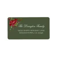 Elegant Holiday Poinsettia Holly Address Label