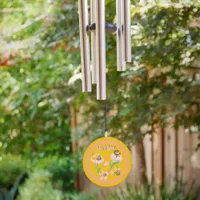 Watercolor Floral Bees - Let it Bee on yellow | Wind Chime