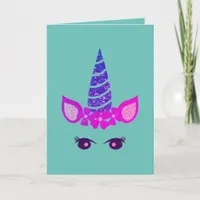 Floral Unicorn Face, Birthday Card