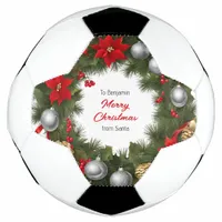 Merry Christmas Festive Wreath Football Soccer Ball