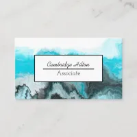 Blue, black and white Marble Fluid Art  Business Card