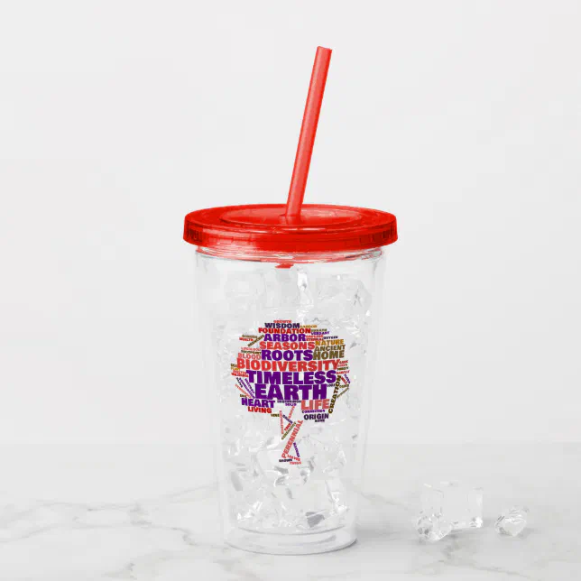 Inspirational Tree of Life Tag Cloud Acrylic Tumbler