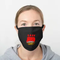 Funny Beware of the Cat with Paw, ZFJG Black Cotton Face Mask