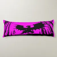 Black Silhouette Dragon on Pink - Fantasy | Body Pillow