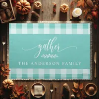 Gather Thanksgiving Teal And White Buffalo Check  Cloth Placemat