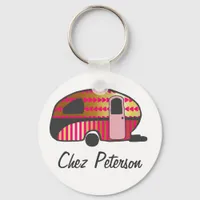 Personalized Retro Art Caravan Owner's Keychains