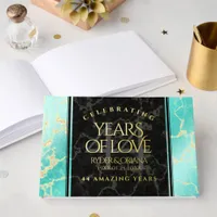 Elegant 44th Turquoise Wedding Anniversary Foil Guest Book