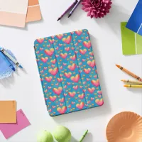 Multicolored Watercolor Hearts iPad Smart Cover