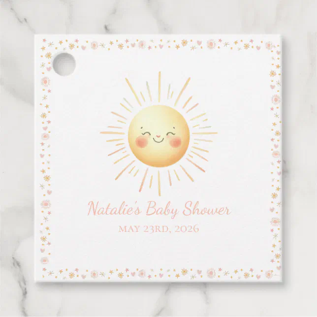 Cute Smiling Yellow Watercolor Sunshine Aesthetic  Favor Tags