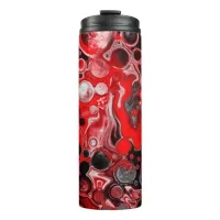 Red, Black and White Fluid Art Marble   Thermal Tumbler