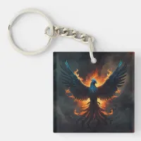 Phoenix Bird Rising with Flames Keychain