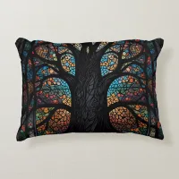 Tree Of Life Stained Glass Mosaic Art  Accent Pillow