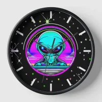 Extra Terrestrial Alien Flying a UFO Clock