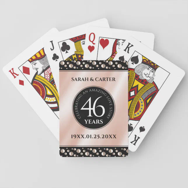 Elegant 46th Pearl Wedding Anniversary Celebration Poker Cards