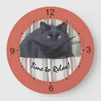 Clock - Black Cat on Cushions