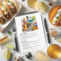 Bright Floral Tacos and Tequila Fiesta Celebration Menu