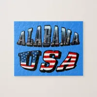 Alabama Picture and USA Flag Font Jigsaw Puzzle