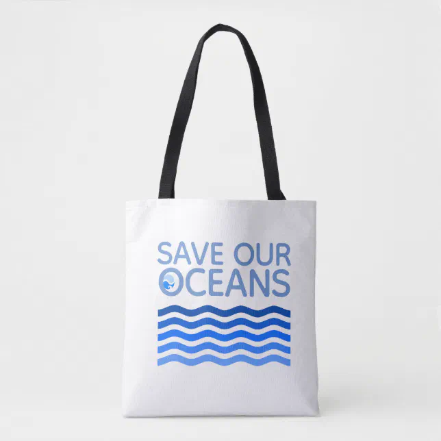 Save Our Oceans Blue Stylized Earth Waves Tote Bag