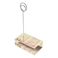 Wood Pink RoseTable Number Card Holder for Wedding