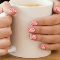 Valentine Love Hearts Red And White Minx Nail Art