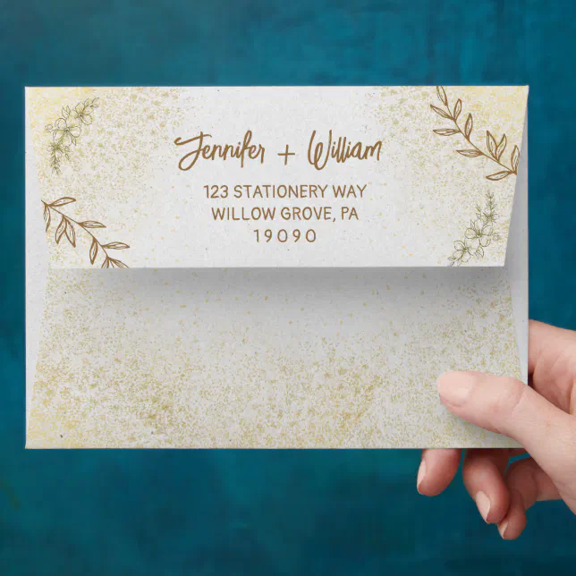 Gold And Cream Elegant and Delicate Invitation Envelope