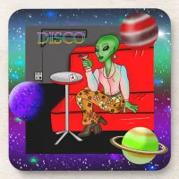 1970's Retro Extraterrestrial in Disco Lounge Beverage Coaster