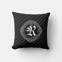 Elegant Goth Initial R Throw Pillow