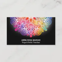 *~*  Bold Watercolor Rainbow Mandala Spiritual Business Card